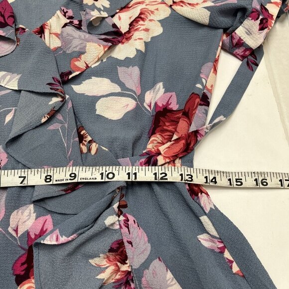 Jill Stuart Dress Womens XS Gray Floral Ruffle‎ Mini Cottagecore Feminine Fairy - Picture 7 of 8